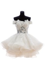 Nice Lace White Off The Shoulder Zipper Beading Club Wear Sleeveless