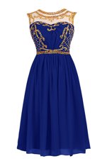 Scoop Chiffon Sleeveless Knee Length Cocktail Dress and Beading