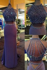 Scoop Pink Side Zipper Prom Gown Lace Sleeveless Floor Length