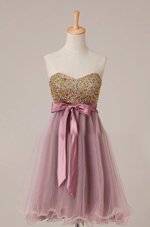 Pink Zipper Sweetheart Sashes|ribbons and Sequins Party Dresses Tulle Sleeveless