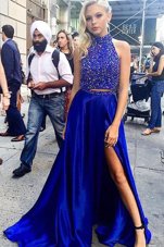 Suitable With Train A-line Sleeveless Royal Blue Homecoming Dress Sweep Train Zipper