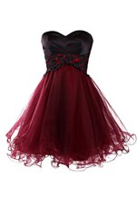 Elegant Burgundy Sleeveless Lace Knee Length Club Wear