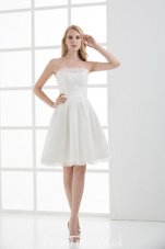 Ideal White A-line Lace Wedding Dresses Lace Up Lace Sleeveless Mini Length