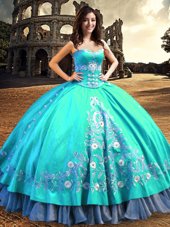 Free and Easy Sleeveless Lace Up Floor Length Embroidery Sweet 16 Quinceanera Dress