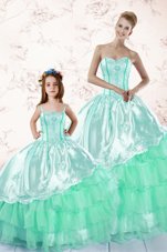 Delicate Pick Ups Baby Blue Sleeveless Organza Lace Up Sweet 16 Dress for Military Ball and Sweet 16 and Quinceanera