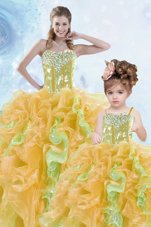 Fashionable Sequins Sweetheart Sleeveless Lace Up Sweet 16 Quinceanera Dress Multi-color Organza