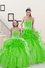 Ball Gowns Sweetheart Sleeveless Organza Floor Length Lace Up Beading and Pick Ups Quinceanera Gown