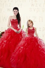 Sleeveless Beading and Pick Ups Lace Up 15th Birthday Dress