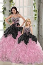 Sleeveless Beading and Ruffles Lace Up Sweet 16 Dress