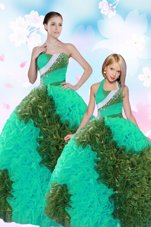 Shining Multi-color Sweet 16 Quinceanera Dress Military Ball and Sweet 16 and Quinceanera and For with Sequins and Pick Ups Sweetheart Sleeveless Lace Up