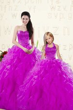 Unique Sweetheart Sleeveless Lace Up Vestidos de Quinceanera Purple Organza
