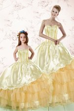 Beautiful Beading and Ruffles and Sequins Sweet 16 Dress Green Lace Up Sleeveless Floor Length