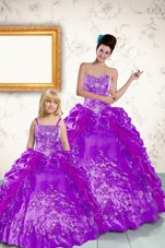 Custom Designed Taffeta Sleeveless Floor Length Quinceanera Dress and Beading and Embroidery and Pick Ups