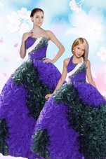 Modern Multi-color Ball Gowns Sweetheart Sleeveless Taffeta Floor Length Lace Up Sequins and Pick Ups Sweet 16 Dresses