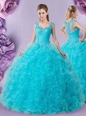One Shoulder Purple Ball Gowns Appliques and Ruffles 15 Quinceanera Dress Lace Up Tulle Sleeveless Floor Length