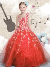 Sleeveless Appliques Lace Up Flower Girl Dresses