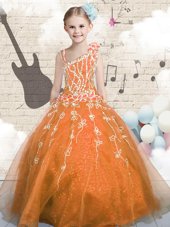 Classical Beading and Appliques and Ruffled Layers Party Dress Lavender Lace Up Sleeveless Floor Length