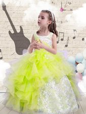 Pick Ups Ruffled Sweetheart Sleeveless Lace Up Toddler Flower Girl Dress Fuchsia Organza