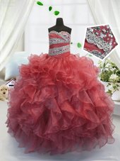 Sleeveless Lace Up Floor Length Beading and Ruffles Casual Dresses