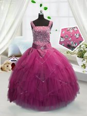 New Style Sleeveless Lace Up Floor Length Beading and Ruffles Flower Girl Dresses for Less