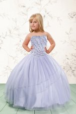 Beading Flower Girl Dresses Grey Lace Up Sleeveless Floor Length
