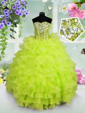 Colorful Sequins Ruffled Floor Length Ball Gowns Sleeveless Party Dress for Girls Lace Up