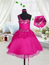 Knee Length Fuchsia Casual Dresses Sweetheart Sleeveless Lace Up