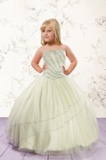 Fancy Beading Teens Party Dress Apple Green Lace Up Sleeveless Floor Length
