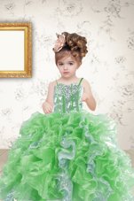 Multi-color Sleeveless Beading and Ruffles and Sequins Floor Length Womens Party Dresses