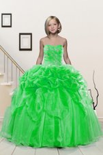 Sweetheart Sleeveless Toddler Flower Girl Dress Floor Length Beading and Pick Ups Organza