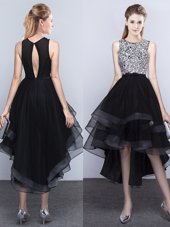 Scoop Sleeveless Beading Backless