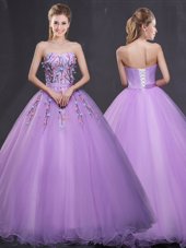 Floor Length Ball Gowns Sleeveless Lavender Sweet 16 Dress Lace Up