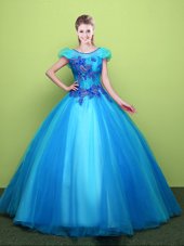 Deluxe Straps Straps Floor Length Multi-color Quince Ball Gowns Tulle Sleeveless Appliques and Pattern