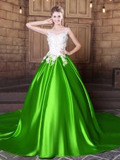 Scoop Neckline Appliques Sweet 16 Dress Sleeveless Lace Up