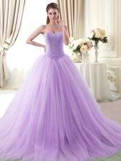 High Class One Shoulder Sleeveless Pattern Lace Up Quince Ball Gowns