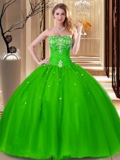 Cute Beading and Embroidery Quinceanera Dresses Lace Up Sleeveless Floor Length