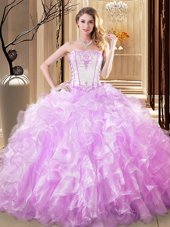 Best Selling Orange Sleeveless Embroidery and Ruffled Layers Floor Length Quinceanera Gown