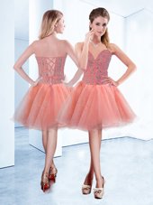Sweetheart Sleeveless Tulle Cocktail Dress Beading Lace Up