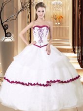 Glorious Sweetheart Sleeveless Lace Up Ball Gown Prom Dress White Tulle
